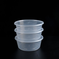 Bols en plastique jetables ronds de 2000 ml, 2500 ml, 3000 ml avec couvercle, écologiques, en PP, grand récipient alimentaire