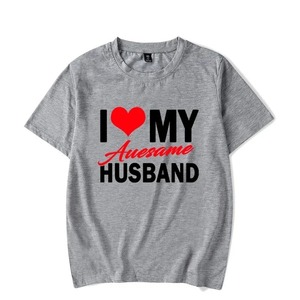 1 Pezzo <span class=keywords><strong>T</strong></span>-<span class=keywords><strong>Shirt</strong></span> 'I Love My Awesome Wife Husband' per Coppie in Luna di Miele, Abbigliamento per Appuntamenti, Regalo di Anniversario per Uomini e Donne - Product Image 3