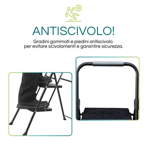Échelle pliante en métal 3 marches avec pieds antidérapants caoutchoutés 47x113 cm capacité 150 kg - Product Image 4