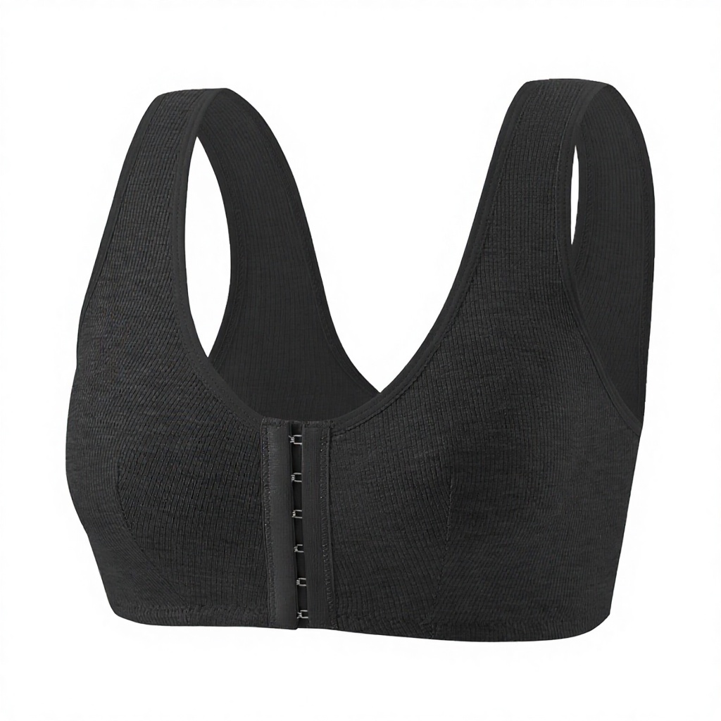 Unrimless Breathable High Support Bra Front Buckle Solid Color Elegant Full Coverage Women's Sports Bra
