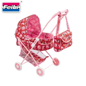 Feili Toys Doll Pram Stroller With Shoulder Bag Handcart Trolley Baby Doll Pram Stroller