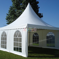 6x6m belle tente de chapiteau en aluminium de haute qualité tente de fête d'événement tente de pagode extérieure à crête élevée avec panneaux latéraux amovibles