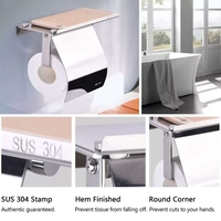 Accessoires de salle de bain HF, acier inoxydable 304, organisateur mural moderne pour salle de bain, porte-rouleau de papier toilette avec étagère