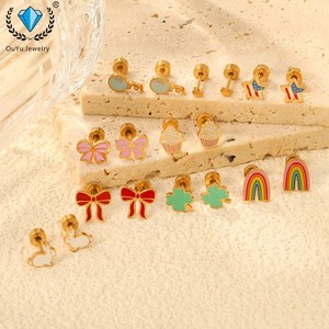 ต่างหูแฟชั่นขายดี น่ารัก สไตล์การ์ตูน ชุบสแตนเ<span class=keywords><strong>ล</strong></span>ส ต่างหูแบบติด  สี<span class=keywords><strong>ล</strong></span>ูกกวาด ของขวัญสำหรับสาวๆ เครื่องประดับต่างหู - Product Image 1