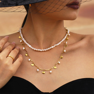 สร้อยคอไข่มุกน้ำจืดทันสมัยเปลือกสีทองขนาดเล็กดีไซน์สร้างสรรค์เครื่องประดับแฟชั่นยุโรปอเมริกา - Product Image 6