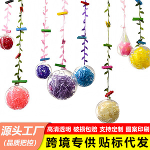 Christmas Plastic <b>Ball</b> Acrylic Hollow <b>Sphere</b> Round Hanging Ornament For Christmas Tree Decorations 80mm Transparent Clear - Product Image 2