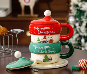 2026 New Christmas <b>Ceramic</b> <b>Mug</b>, Cute Creative Santa Design Coffee Cup with Lid, Wholesale for Holiday - Product Image 4