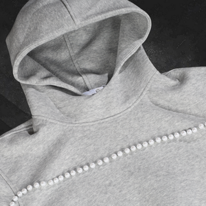 Ensemble survêtement homme personnalisé en molleton épais deux pièces, pantalon large et sweat à capuche zippé style perle - Product Image 4