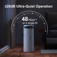 Humidificateur à brume fraîche grande capacité 16L, 800 ml/h, antibactérien aux ions d'argent, contrôle par humidistat et application, pour intérieur