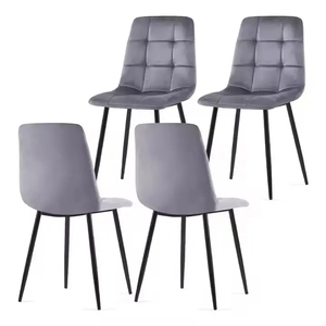 Chaises de salle à manger de cuisine de restaurant nordique de luxe chaises de salle à manger rembourrées en tissu de velours à ossature métallique - Product Image 1