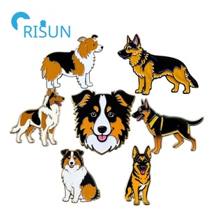 Sản Xuất Men Đen Nâu Đức <span class=keywords><strong>Shepard</strong></span> Dog Pin Trâm Động Vật Con Chó Ve Áo Pin Tùy Chỉnh Úc Shepherd Dog Pin Huy Hiệu - Product Image 1