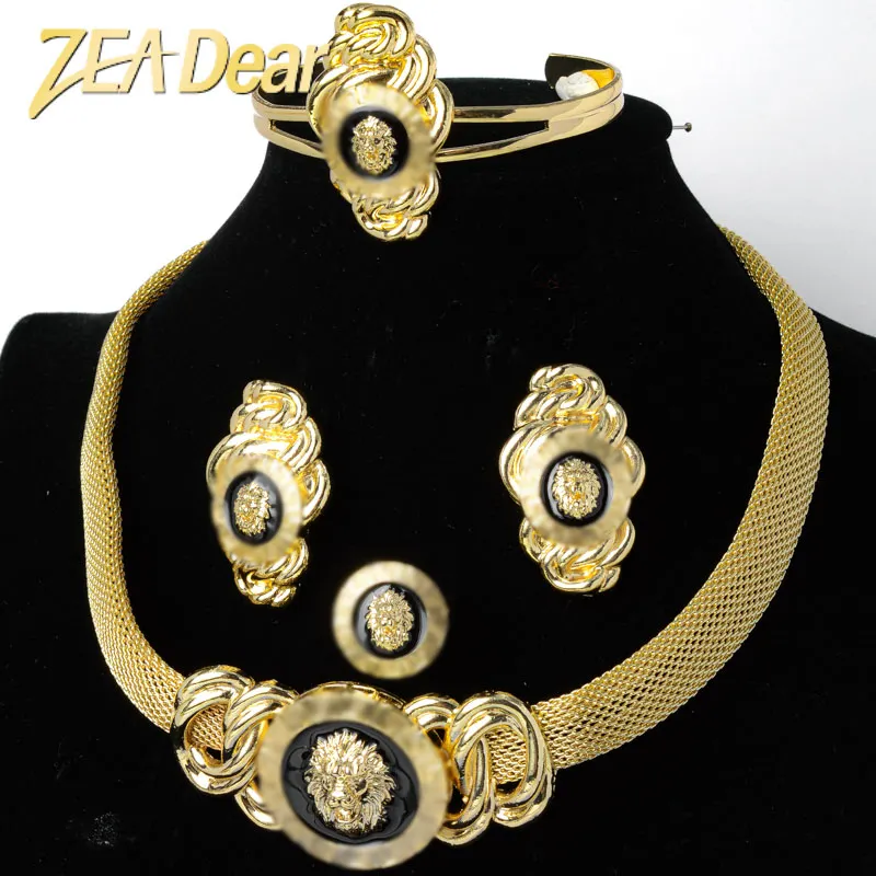 Hot sales Italian gold plated big set engagement gold dubai jewelry sets gold plated necklace