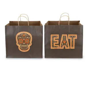 Saplı çanta kozmetik için özel baskılı Logo giyim alışveriş Gags kağıt düğün takısı ile Tote çanta