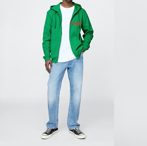 Sweat à capuche en éponge française pour homme sweat-shirt à capuche avec logo personnalisé unisexe sweat-shirt court de grande taille avec fermeture éclair pour vêtements de rue - Product Image 2