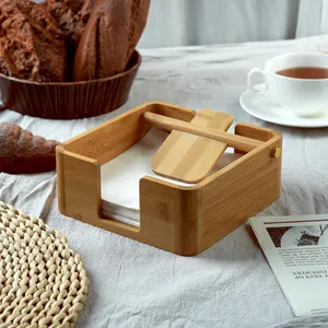 टेबल के लिए पर्यावरण-अनुकूल बांस लकड़ी का नैपकिन होल्डर, रसोई, घर, बार के लिए टिश्यू स्टोरेज डिस्पेंस बॉक्स ऑर्गनाइज़र