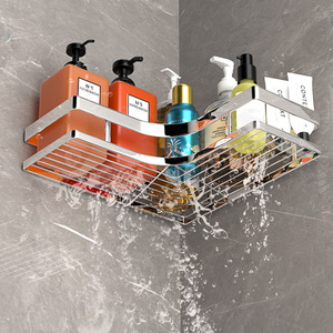 Étagère d'angle pour salle de bain Lien Sheng en acier inoxydable, sans perçage, fixation murale, style moderne minimaliste - Product Image 3