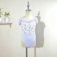 Justaucorps de danse pour filles, broderie florale violette, joli justaucorps de ballet à entrejambe fermé