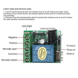 HF-Sender 433 MHz Drahtloser Fernbedienung schalter DC 12V 1CH Relais Empfänger modul