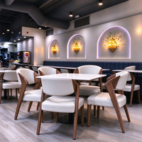 Chaises de restaurant en bois de frêne de style nordique, dossier incurvé ergonomique, siège rembourré, ensemble de table à manger en métal