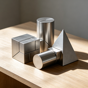 Escultura geométrica de aluminio anodizado arenado, adorno artesanal de escritorio de acero inoxidable con corte CNC personalizado por electroerosión por hilo. - Product Image 6