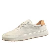 Veca Nouvelles Baskets d'été pour Hommes en Cuir de Vachette Véritable, Tendance Mode, Couleur Unie, Respirantes, Style Décontracté, Bout Blanc, Lacets en Maille
