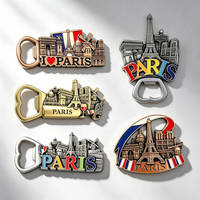 Fournisseur d'aimants de réfrigérateur en métal personnalisés, aimant de réfrigérateur en alliage de zinc personnalisé, tour Eiffel en bronze, drapeau français, ruban, cadeau