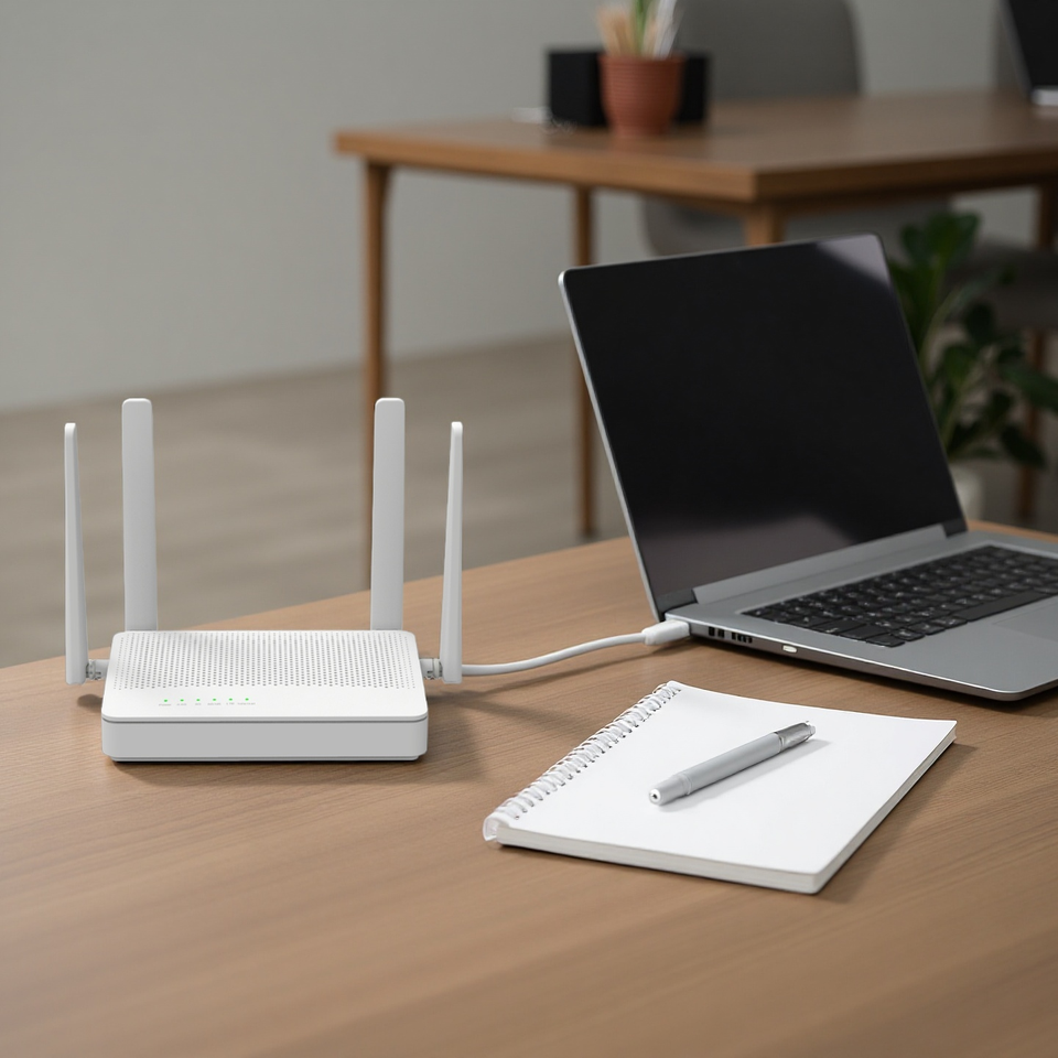 Cafe Router Premium MegaTower Dual Band 5G WiFi6 Router with Modem Function 3 LAN ...
