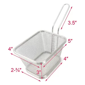 Herramienta de cocina, malla de alambre de acero inoxidable, freidora de aire, cesta de colador para servir comida rápida, cono de papel para patatas fritas, mini cesta para patatas fritas