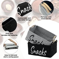 Boîte à collation en feutre épaissi Conteneurs Snack Organisateur Boîte Panier de rangement avec poignées en bois pour stocker les frites Cookies Popcorn
