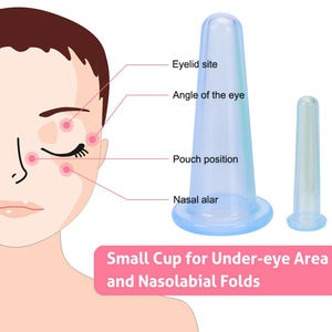 Bekam terapi wajah Anti selulit, 4 buah Set cangkir vakum silikon Anti selulit untuk pijat bekam wajah dan mata - Product Image 2