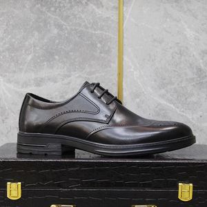 Chaussures habillées de luxe originales en cuir à lacets et bout pointu pour affaires et mariages, respirantes, légères, antidérapantes, avec patchwork en caoutchouc – Collection 2025 - Product Image 3