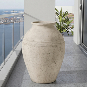 Handgefertigter Borstholz-Faserzement-Blumentopf für Außenbereich, Handgeschnitzt, Langlebig, Minimalistisches Design, 15L, Heimdekoration, Garten, Gärtnerei, Verpackt - Product Image 3