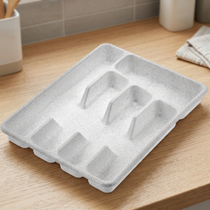 Support de rangement multifonctionnel en plastique écologique gris pour couverts, organisateur pratique pour baguettes/cuillères CATEEM MRD400 - Product Image 3
