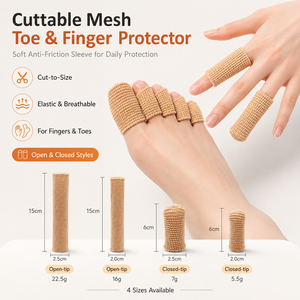 Protège-doigts en maille respirante découpable, en SEBS, anti-friction, pour protège-orteils, cors, ampoules et doigts en marteau, ouvert et fermé - Product Image 2