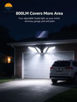 Lampe solaire murale pour villa et jardin, 4 têtes, télécommande, 3 en 1, panneau solaire détachable, 800LM, 222 LED, IP65, étanche