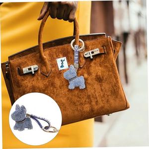 Diamond Key Ring and Bag Hanging Pendant with Blue Crystals Stylish Dog Charm Accessory for Women Is Handbags and Car Keys - Product Image 4