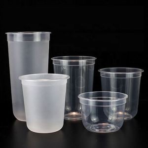 Custom Print logo U Shape <b>Plastic</b> <b>Cup</b> for Iced Coffee Boba Tea Smoothie Juice Bubble Tea PP <b>Plastic</b> <b>Cup</b> with Dome Lid - Product Image 5