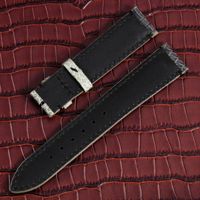 Bracelet de montre de luxe personnalisé en cuir grain crocodile effet python avec boucle ardillon et fermoir déployant double bouton-poussoir