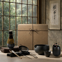 Ensemble de fouets à matcha de qualité supérieure, kit de cérémonie du thé matcha 10 pièces avec bol à matcha Chawan, boîte à thé, fouet en bambou et accessoires