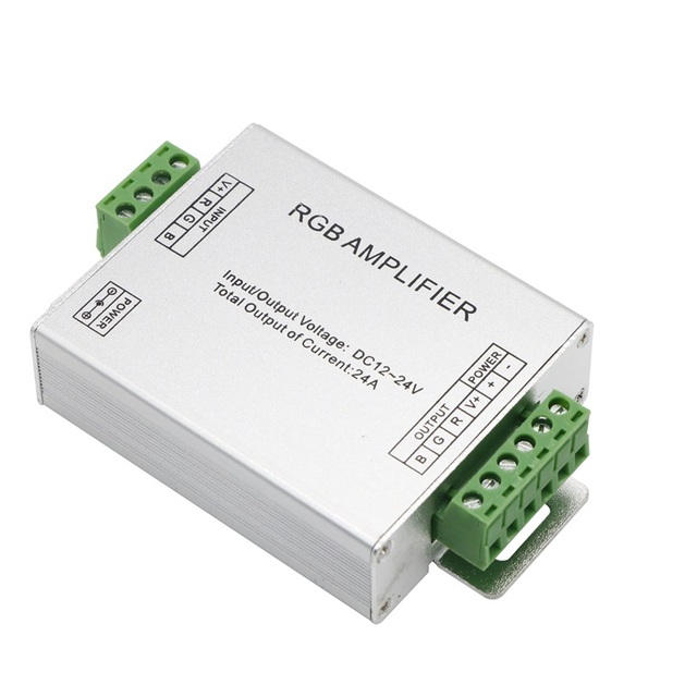DC 12V 24V RGB Amplifier 12A 24A Aluminium case LED PWM Signal Repeater Extender for RGB LED Strip