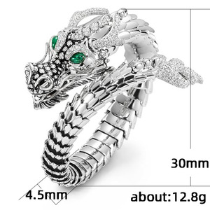 Anello Hip Hop a Forma di Drago per Uomo e Donna, Tono Argento, Accessorio per Uso Quotidiano e Feste - Product Image 2