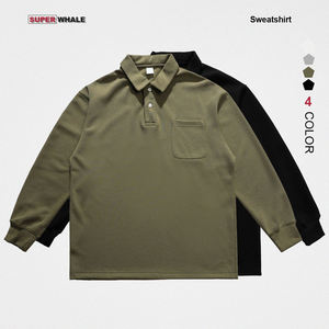 <span class=keywords><strong>Polo</strong></span> da uomo autunno e inverno di alta qualità in cotone tinta unita a maniche lunghe - Product Image 1