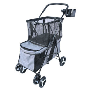 Nouveau Double Pet Shopping Cart Camping <span class=keywords><strong>Acheter</strong></span> Légumes Stall Cart Grande Capacité Stockage Portable Facile à Plier - Product Image 3