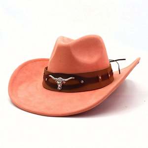 Chapeau de cowboy unisexe tendance hiver 2024, style western avec ceinture en simili cuir tête de bœuf pour adultes et amateurs de plein air - Product Image 4