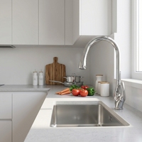 Robinet de cuisine Momali en laiton massif avec douchette extractible, mitigeur d'évier pivotant à 360°, plaqué, eau chaude et froide, sans plomb