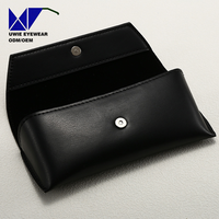 Étui à lunettes rembourré avec fermeture à pression, bords peints et surpiqués, boîte à lunettes optiques, étui portable pour lunettes de soleil, logo personnalisé disponible