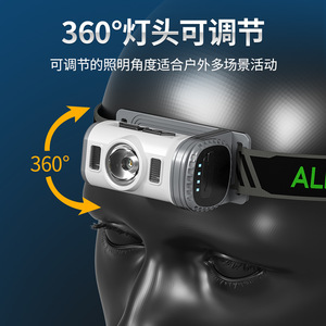 Linterna frontal LED XINSITE recargable tipo C con clip para gorra, luz roja y azul con sensor para pesca y actividades al aire libre - Product Image 5