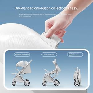 Cochecito de Bebé Portátil Gris, Estilo Francés de Lujo, 3 en 1, Plegable, con Asiento de Auto, Carrito Metálico - Product Image 3