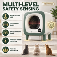 Bac à litière pour chat à nettoyage automatique X25 avec système de collecte et ensachage des déchets, entrée frontale et tiroir inférieur amovible pour les déchets