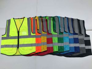 Gilet de sécurité réfléchissant à plusieurs poches, fermeture éclair, séchage rapide, impression par transfert thermique, personnalisé, haute visibilité, vêtements de travail en polyester - Product Image 3